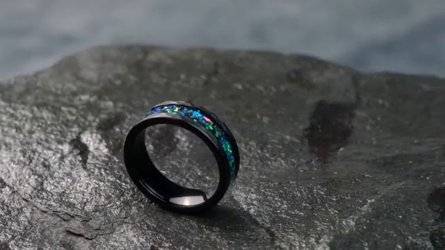 THE STARRY SKY - Black Tungsten Wedding Rings With Blue Opal смотреть онлайн