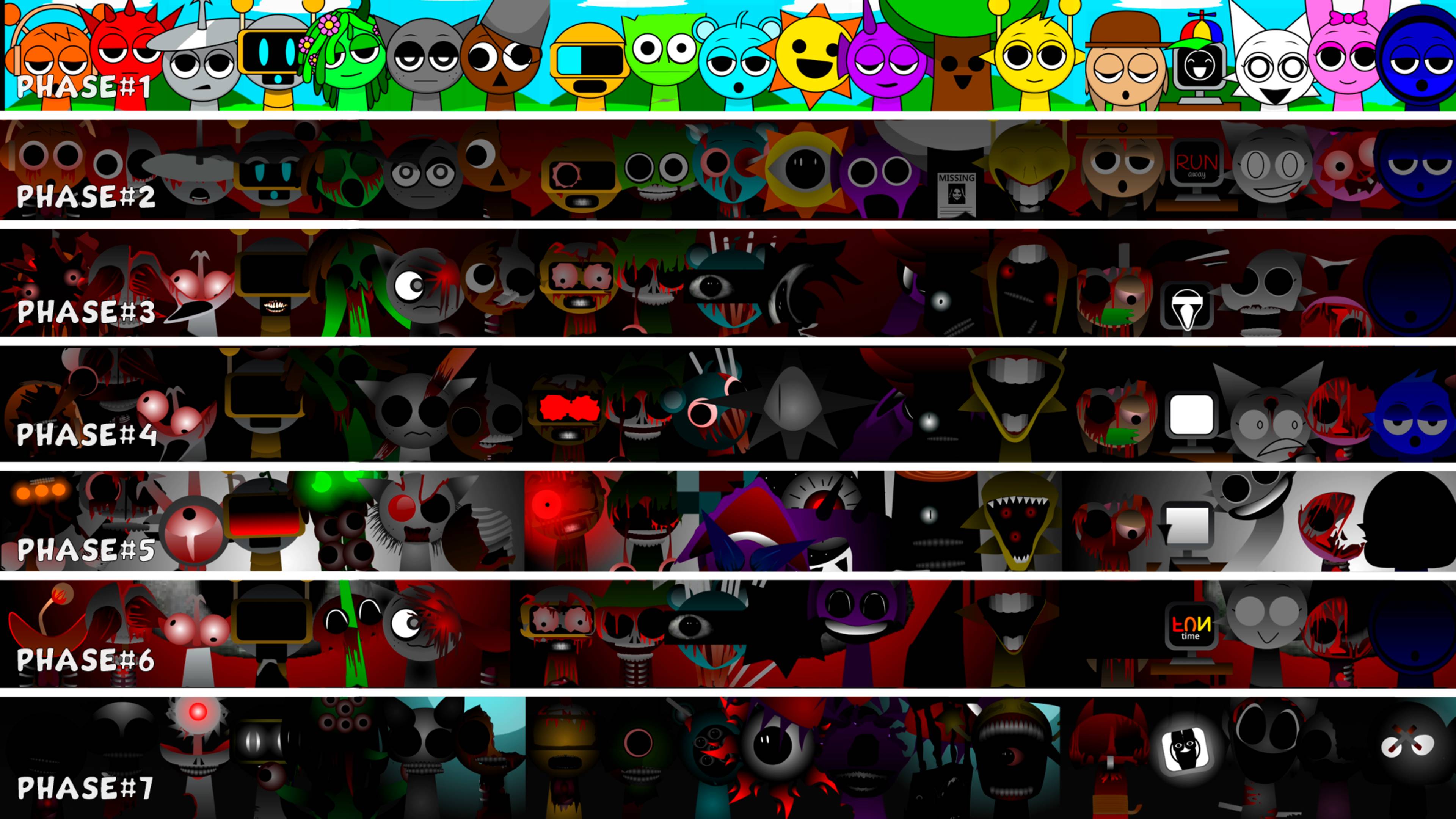 SPRUNKI - СПРУНКИ все вместе от Фазы 1 до Фаза 7