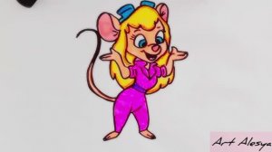 Как нарисовать мышку Гаечку из мультфильма «Чип и Дейл»!