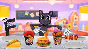 Food Alphabet Lore F vs Cartoon Cat. Cute kitten restrained himself to the last Mukbang Animation