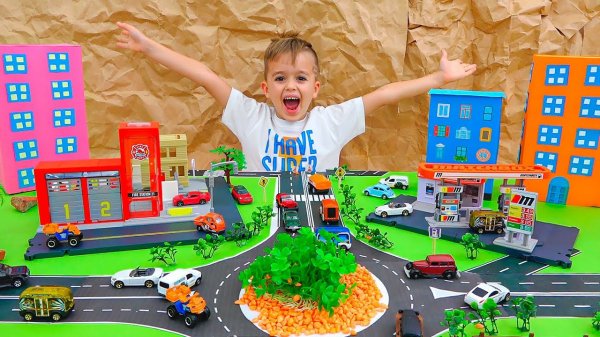 Влад и Ники играют с детскими машинками и СТРОЯТ ГОРОД! Видео для детей.