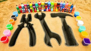 Как сделать инструменты для ремонта из цемента, Big Coca Cola, Mtn Dew, 7up, Fanta против Mentos и п