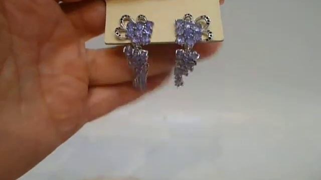 Серьги с натуральным танзанитом и черной шпинелью Серебро 925