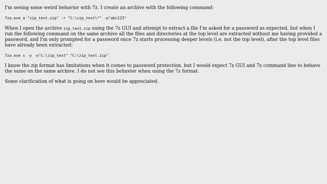 7z command line and GUI password inconsistencies смотреть онлайн