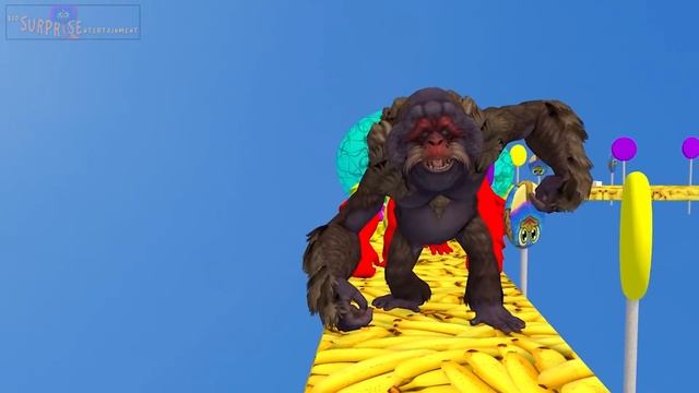 Amazing Gorilla Run with GIANT Plant - العربية Colors 3D Animation for Kids смотреть онлайн