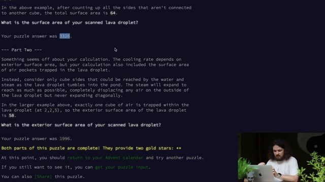 Advent of Code 2022: День 18 — Boiling Boulders, C# смотреть онлайн