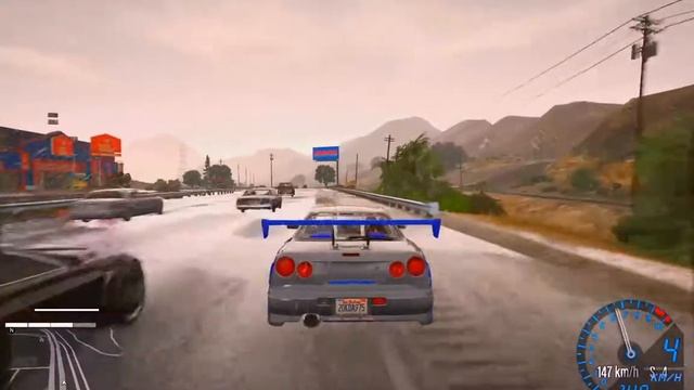 GTA 5 BRIANS NISSAN SKYLINE R34 2 MINUTE DRIVE IN GTA 5 REDUX MOD смотреть онлайн