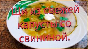 Щи из свежей капусты со свининой.