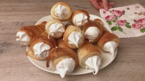 СЛОЕНЫЕ ТРУБОЧКИ С БЕЛКОВЫМ КРЕМОМ. Самый простой рецепт!