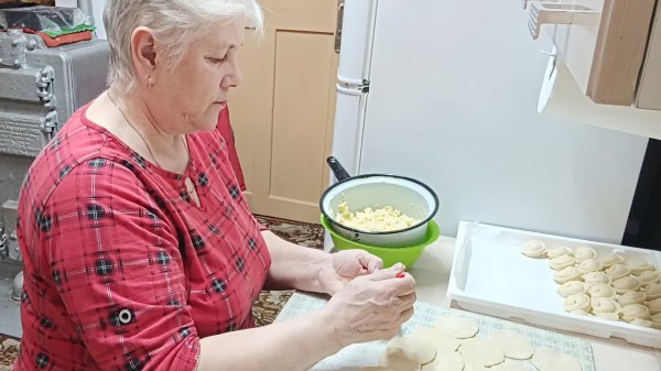 "Жизнь на пенсии".. Налепила вареников с сырой картошкой и салом.
