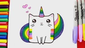 Как нарисовать Радужного Катикорна  кота Единорога