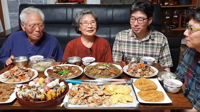 요리먹방】아빠와 아들의 초간단 추석음식 만들기! 오늘 엄마 쉬는날 (토란국, 갈비찜, 잡채, 전, 송편) Korean Thanksgiving Day Mukbang ASMR