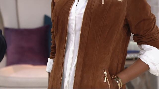 Dennis Basso Washable Suede Zip Front Jacket On QVC