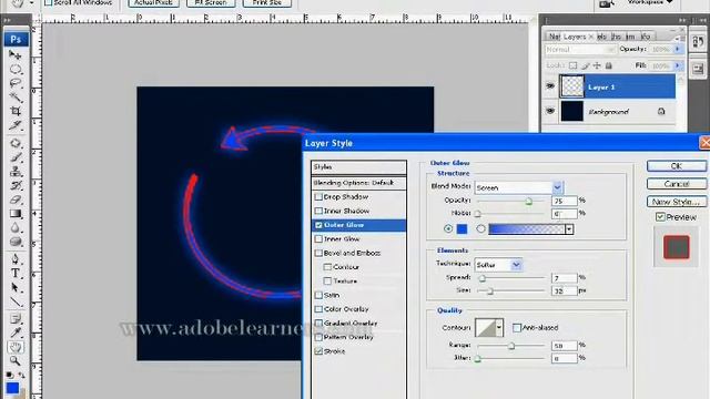 How to create a revolving neon arrow in Adobe Photoshop смотреть онлайн