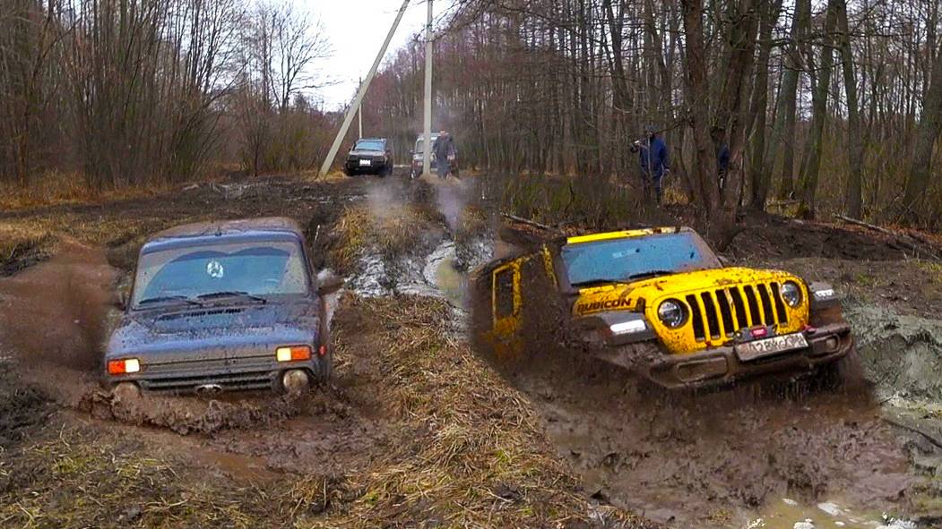 БЕЗУМНАЯ НИВА против ИНОМАРОК. JEEP RUBICON, LAND CRUISER 80, LAND ROVER, SUZUKI JIMNY. смотреть онлайн