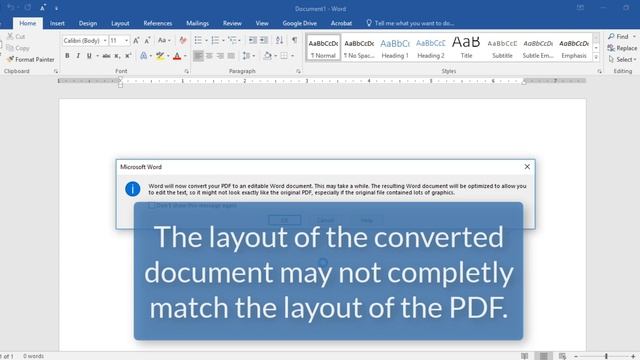 Opening A PDF Document In Microsort Word