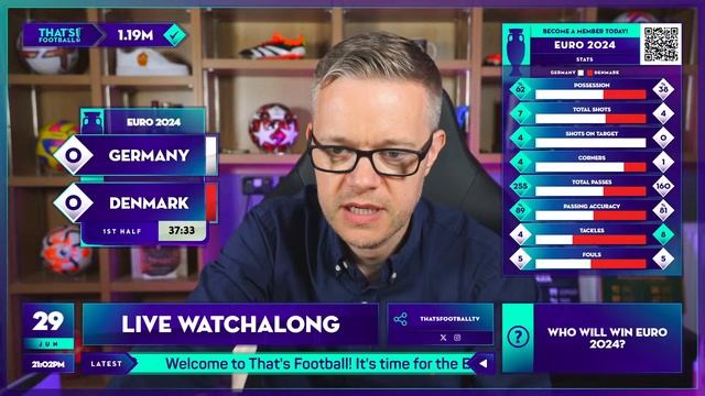 GERMANY vs DENMARK! LIVE EURO 2024 with Mark GOLDBRIDGE LIVE смотреть онлайн