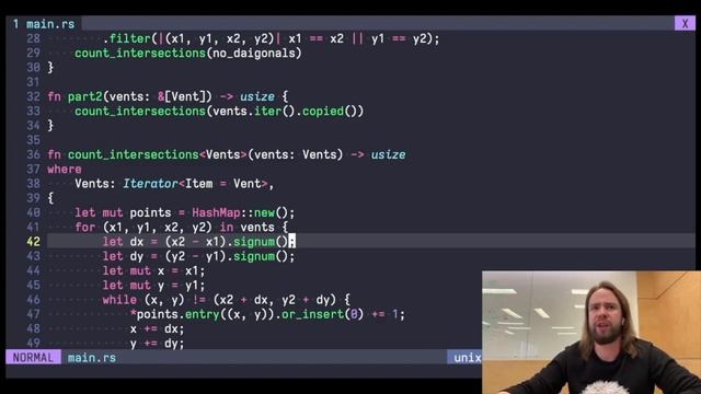 Advent of Code 2021: разбор задачи №5 от Ромы Неволина, Rust смотреть онлайн