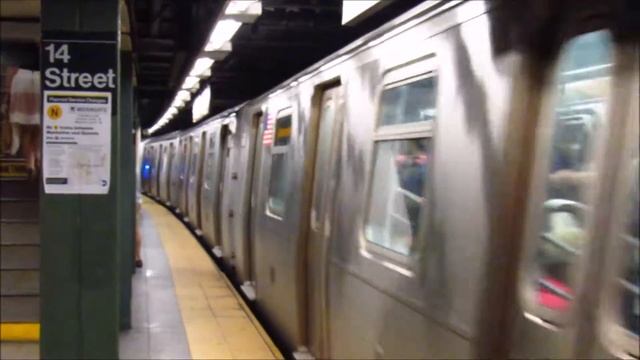 MTA New York City Subway: Queens-bound R160 N & R Trains at the 14 Street-Union Square Station. смотреть онлайн