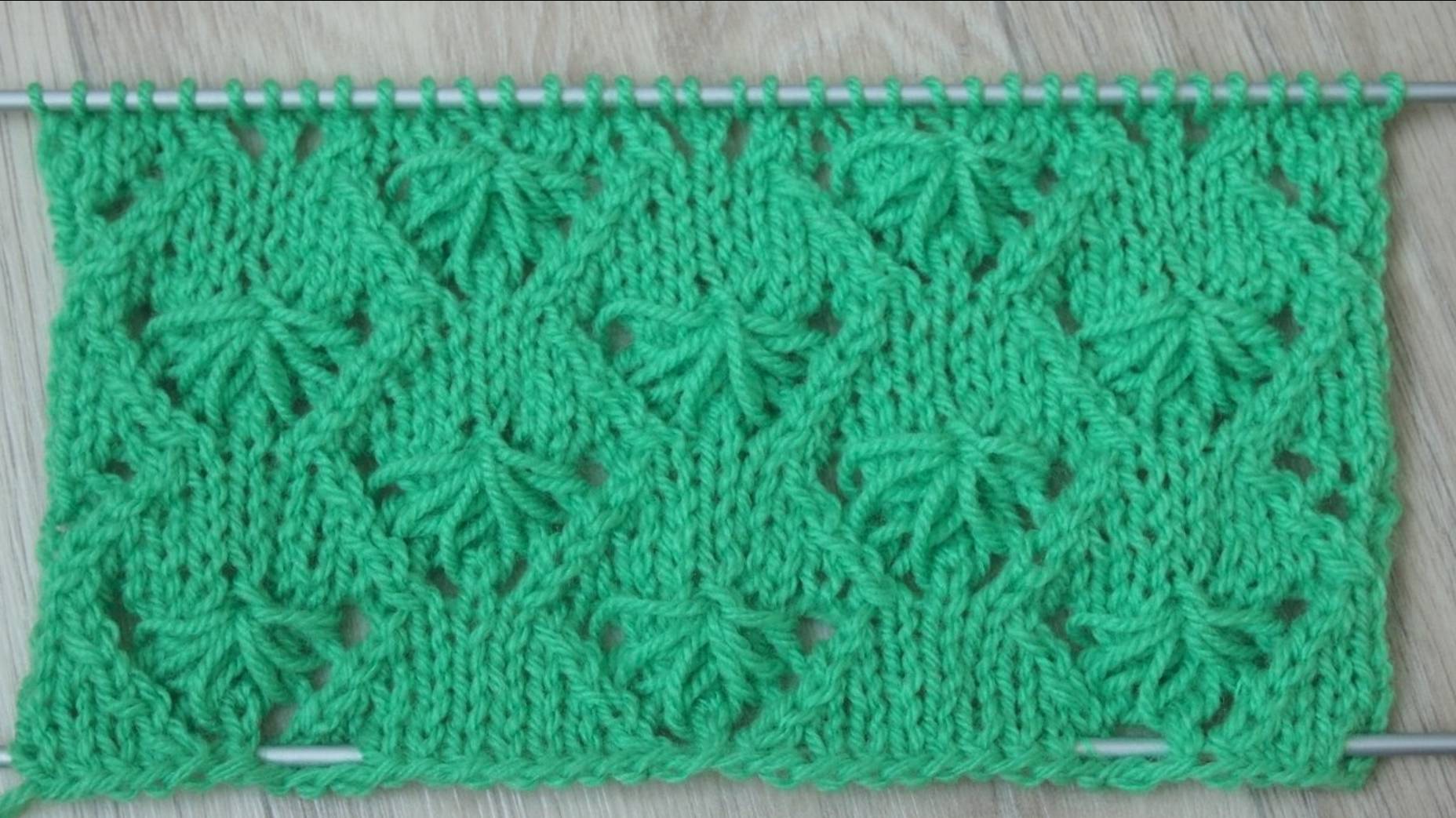 Красивый узор спицами "Крабики". Узоры с вытянутыми петлями спицами. Knitting Patterns Урок 77 смотреть онлайн