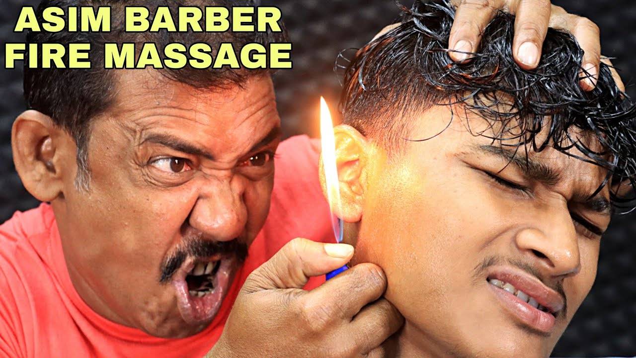 Ear Massage with Fire ｜ Ear Fingering with Oil ｜ Head Massage ASMR ｜ Neck Cracking ｜ Asim Barber смотреть онлайн