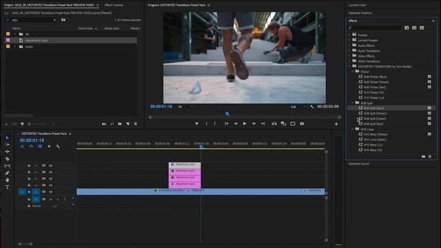 DISTORTED Transitions Preset Pack (RGB Split / VHS Glitch) for PREMIERE PRO смотреть онлайн