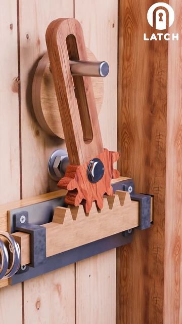 A Wooden Rack And Pinion  Door Latch Mechanism.- Clip 62
