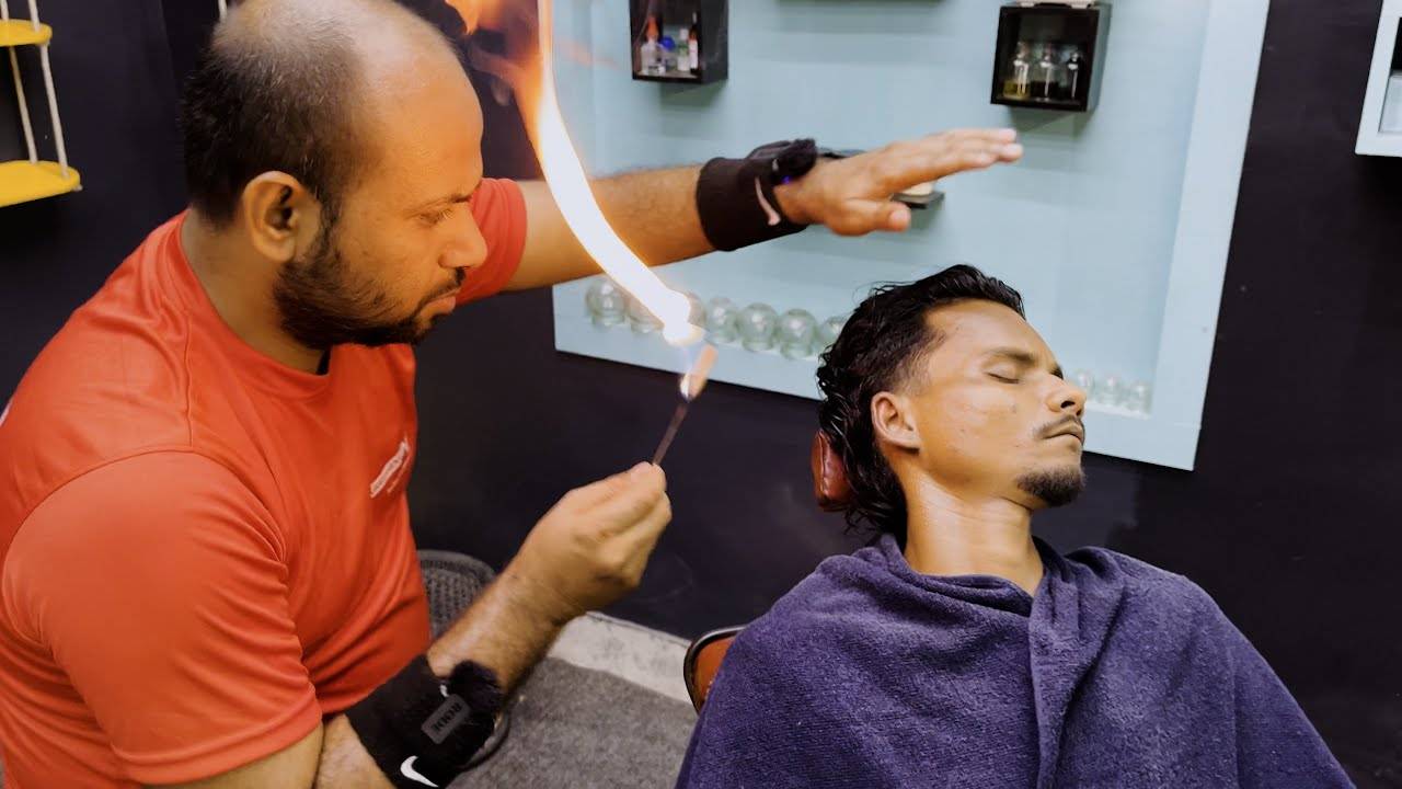 Reiki Master Fire Hair Removal and Ear Cleaning Massage to Master Cracker Indian Massage смотреть онлайн