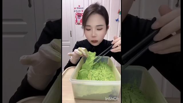 ASMR ICE EATING WITH HEAVY MATCHA GREEN TEA POWDER, SHAVED ICE, CRUNCHY ICE, FOAM ICE, ICE EATING