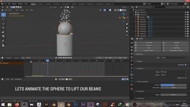 How to Make Slow Motion Rigid Body Animation Tutorial Blender 2.82 смотреть онлайн