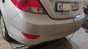 Как снять задний бампер Хендай Солярис