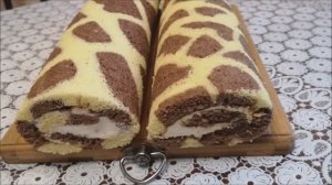 ВКУСНЫЙ Бисквитный рулет ЖИРАФ с МАСЛЯНЫМ кремом и КРЕМ ЧИЗОМ со сгущенкой