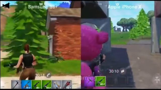 samsung s9+ vs iphone x fortnite game play test смотреть онлайн