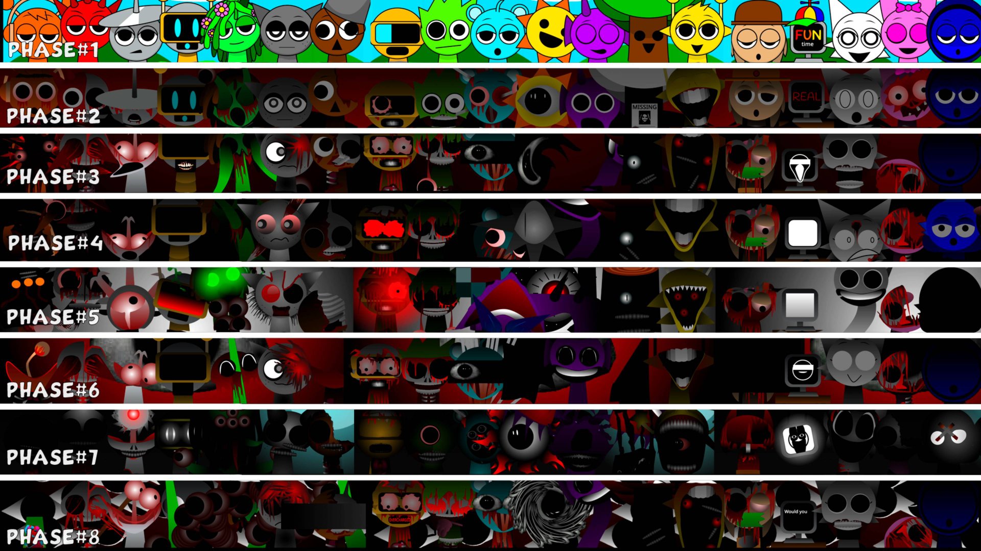 SPRUNKI - СПРУНКИ Версия СУПЕР БЫСТРАЯ все вместе от Фазы 1 до Фаза 8