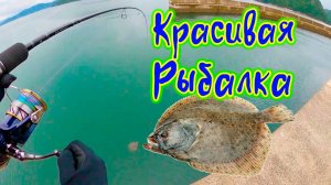 Красивая Рыбалка в бухте океана поймал большую рыбу на берегу спиннингом с искусственной приманкой