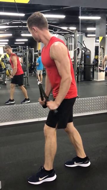 5.1 Разгибания на трицепс в блочном тренажере (рукоять косичка)