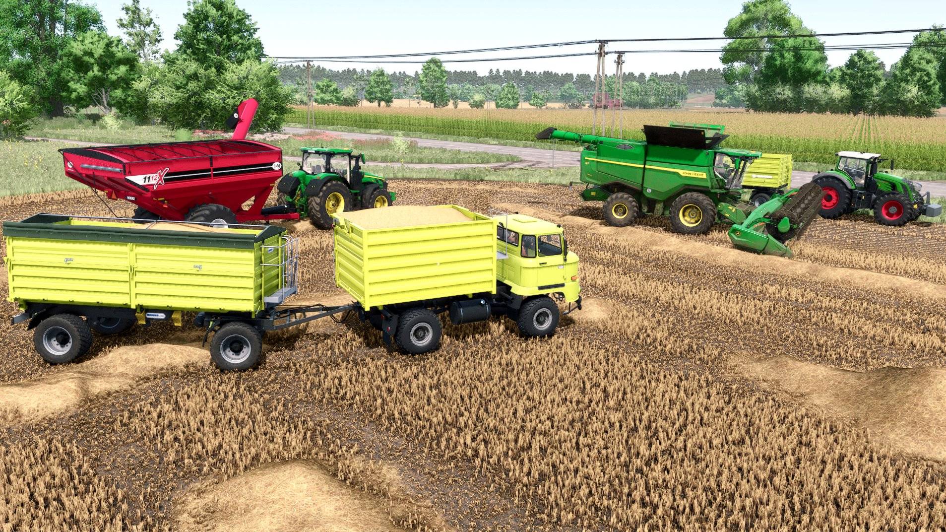 FS25 / Карта Zielonka / Уборка пшеницы, прессование соломы JD S7, IFA l60, NH T7, JD 7930, FENDT 939 смотреть онлайн