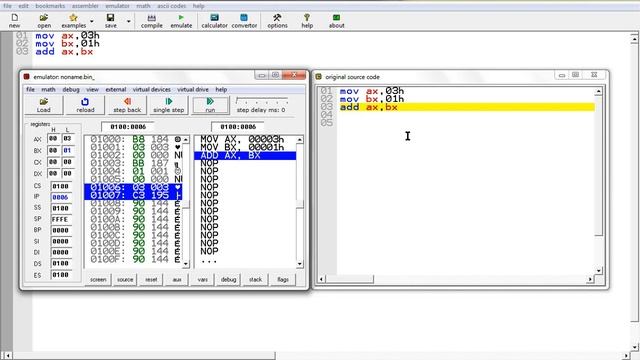 EMU8086 - ADDITION | REGISTRES GÉNÉRAUX смотреть онлайн