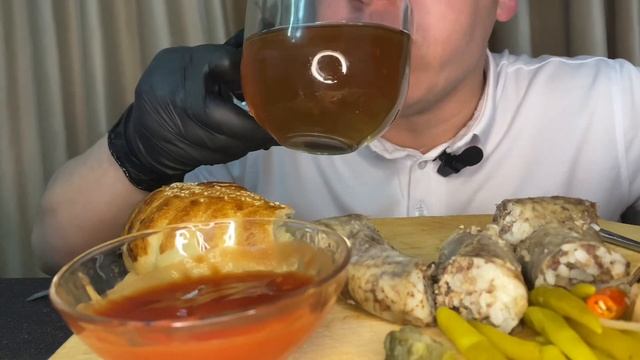 АСМР МУКБАНГ - домашняя узбекская традиционная колбаса хасиб #degustation #asmrfood #mukbang