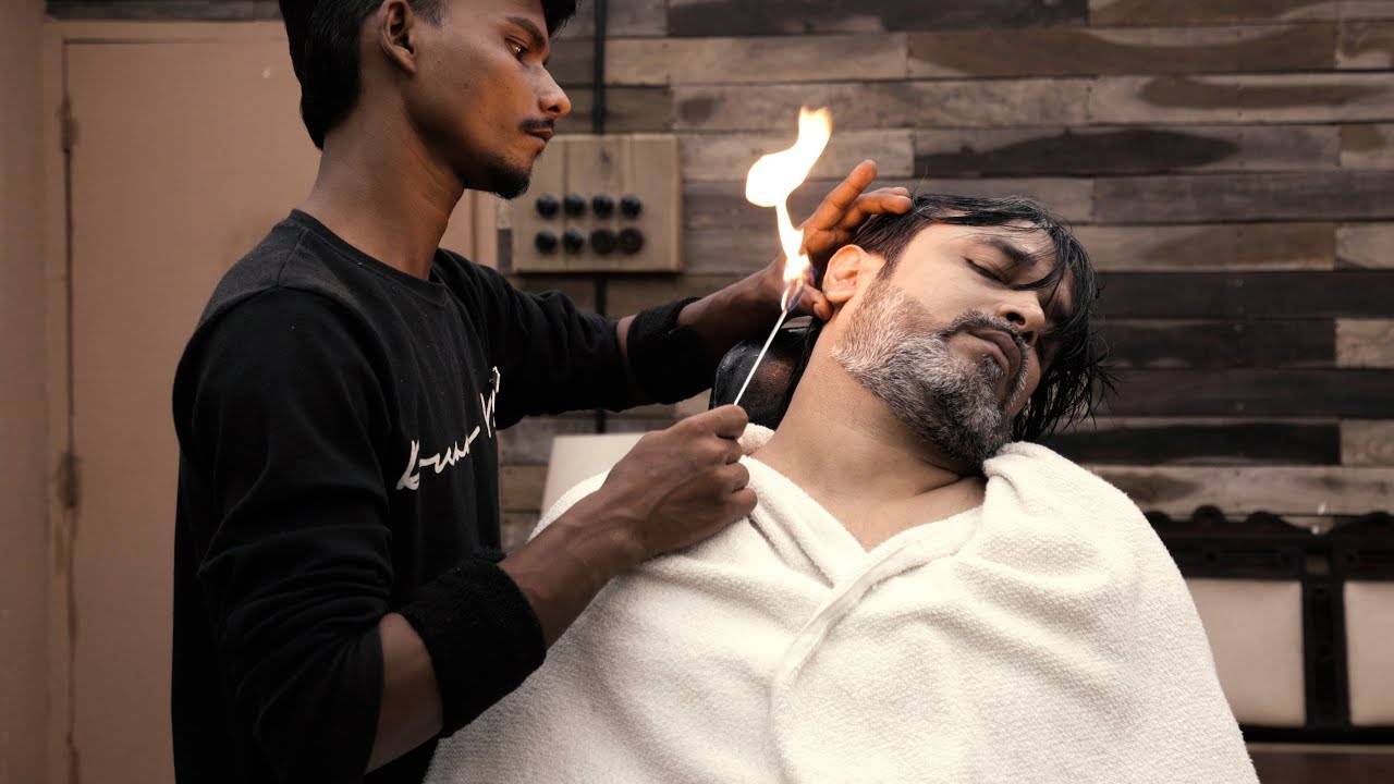 Fire Stick Hair Removal Head Massage by Master Cracker ｜ Indian Massage смотреть онлайн