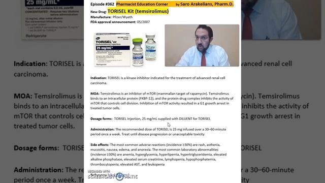 TORISEL Kit (temsirolimus) - treatment of advanced renal cell carcinoma. смотреть онлайн