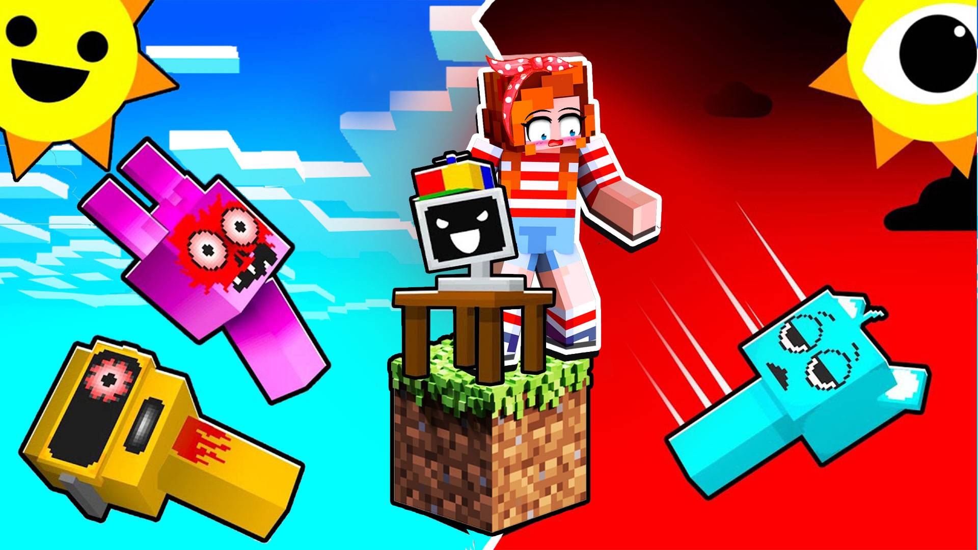 ВСЕ СПРУНКИ ОДНОМ БЛОКЕ ВЫЖИВАНИЕ СО ВСЕМИ СПРУНКАМИ В МАЙНКРАФТ! смотреть онлайн