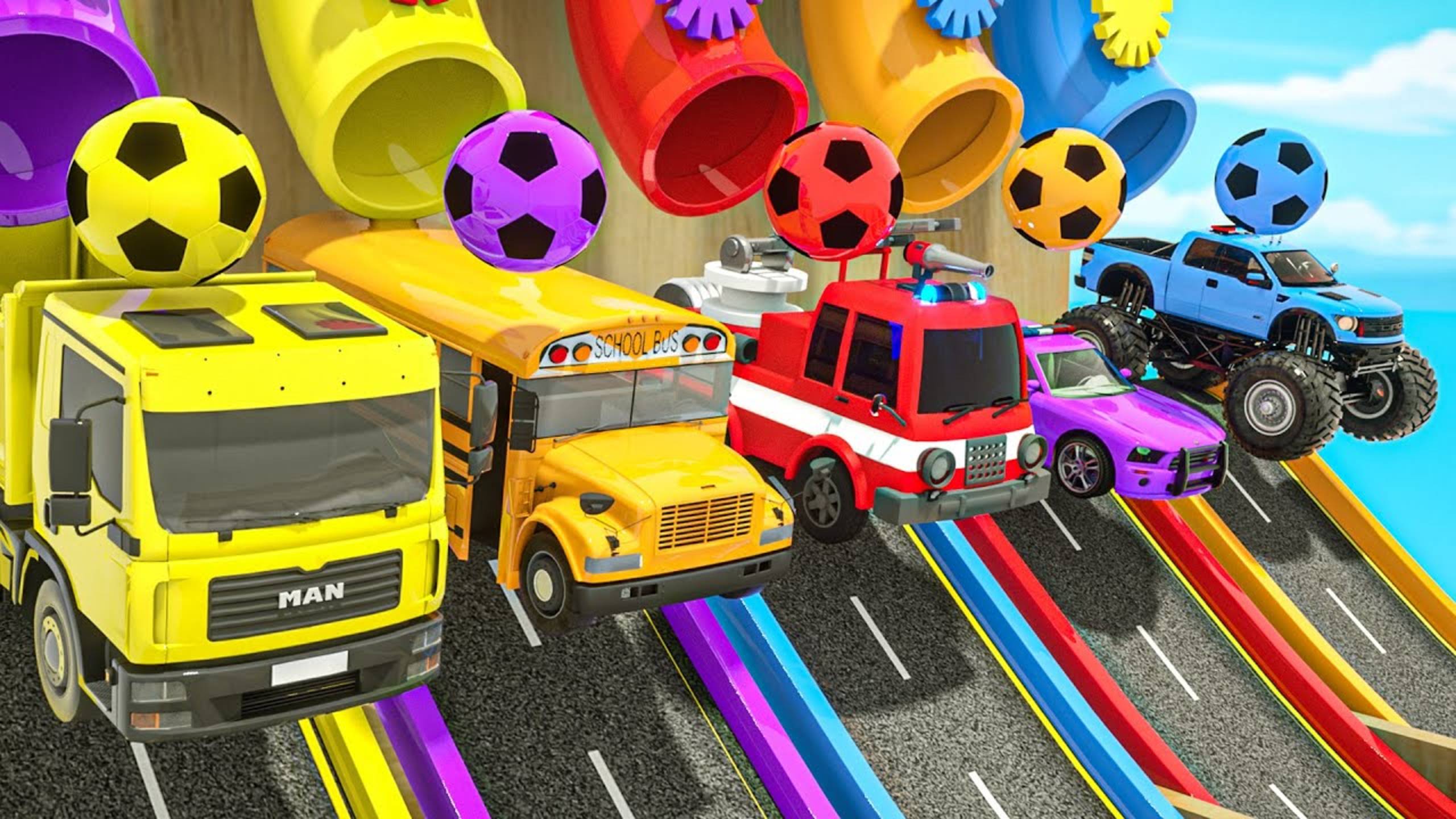 Пять маленьких обезьянок прыгают на кровати - Прыгают в бассейн - Детские песенки смотреть онлайн