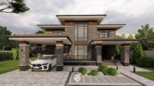Комплексный проект участка и дома в стиле Райта (Прерий). GF PROJECTS - услуги ландшафтного дизайна