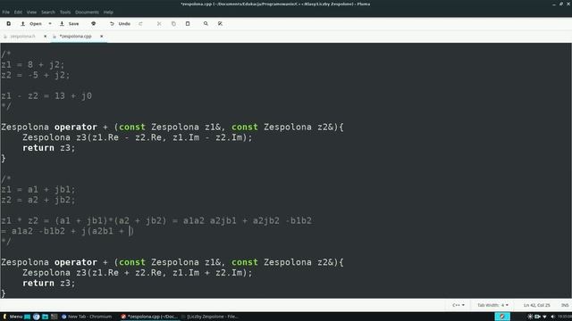 Klasa reprezentująca liczby zespolone, przeciążanie operatorów C++ смотреть онлайн