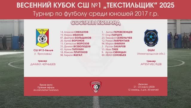 ФШМ 2017 VS СШ-13 Белые 2017 Ярославль (2025) 3 игра