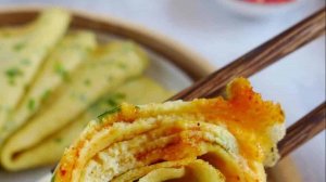 Китайские блинчики с яйцом и зеленым луком.(Джи дан бинг)