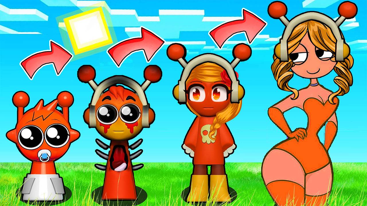 ЭВОЛЮЦИЯ ОРАНЖЕВОЙ ДЕВУШКИ СПРУНКИ В МАЙНКРАФТ 4 ФАЗА SPRUNKI INCREDIBOX MINECRAFT смотреть онлайн