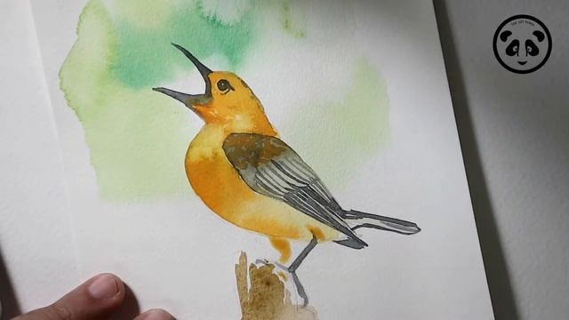 Painting A Yellow Bird (Watercolor) Using Rembrandt Set