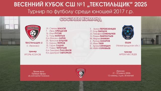 ФШМ 2017 VS Текстильщик-2 2017 Иваново (2025) 1игра